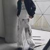 Unisex White Tie-Dye Straight-Leg Multi-Pocket Jeans