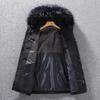 Mens Thickened Workwear Puffer Jacket With Hood Waterproof Multi-Pocket 86% White Duck Down Winter Outdoor Casual Coat