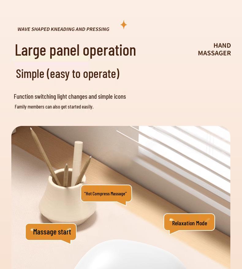 Hand Massager with Heating and Airbag Kneading for Finger, Joint, and Palm Pain Relief