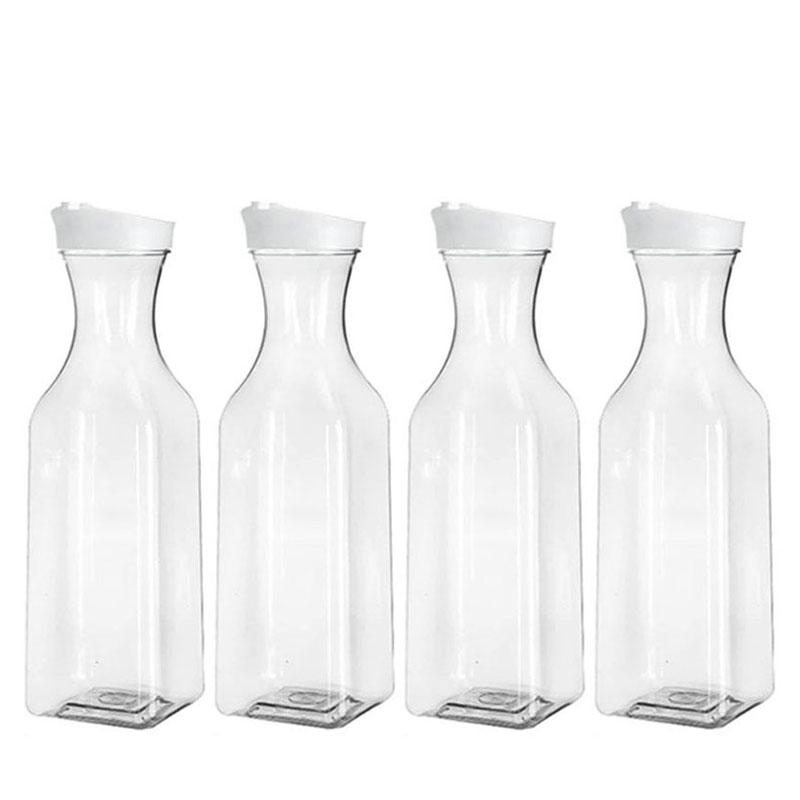 50 Oz Large Plastic Water Bottle with Flip Cap, Square Base Juice Container, Clear Plastic Water Bottle, Beverage Milk Bottle