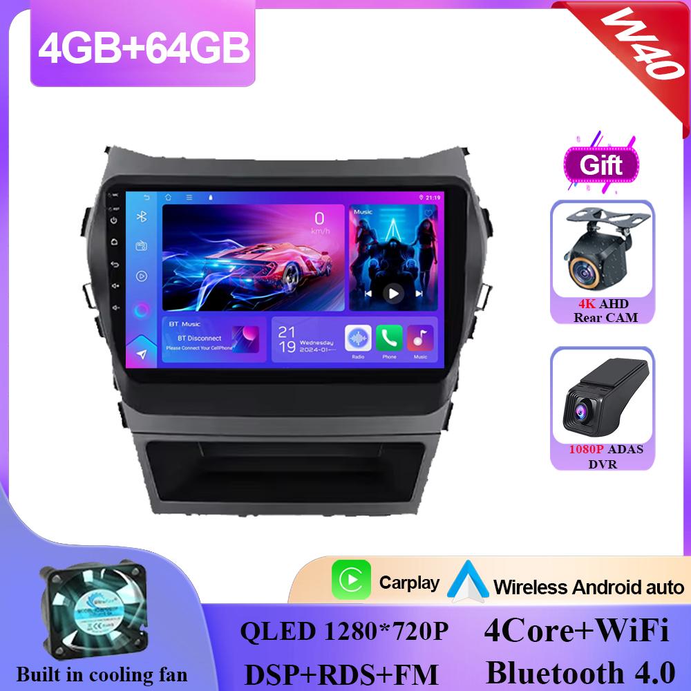 Carplay Android 14 Dla Hyundai Santa Fe 3 2013 - 2016 Radio Samochodowe Stereo Odtwarzacz Multimedialny Nawigacja GPS NIE 2din DVD 5G Wifi BT