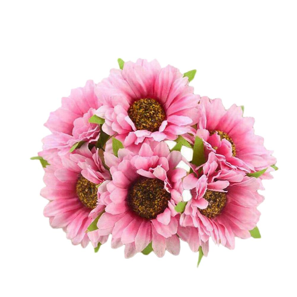 6pcs Artificial Silk Flower Gerbera Daisy Flower Fake Red Yellow Bouquet Wedding Home Decor Photography Performance Props