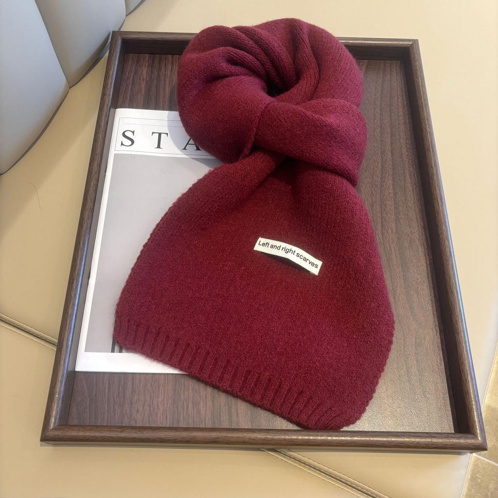 New solid color scarf women's imitation wool versatile scarf men's scarf autumn and winter knitted small scarf tide