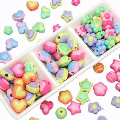 10pcs/bag Acrylic Solid Color Double Patchwork Beads DIY Bracelet Necklace Earrings Jewelry Accessories