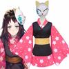 Kimetsu Slayer Demon No Yaiba Makomo Cosplay Kostyme Kvinner Kimono Drakt Kåper