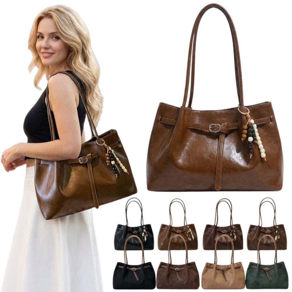 Suede/PU Leather Shoulder Bag Retro Elegant Handbag Available In 4 Colors Solid Color Commuting Tote Bag School/Travel/Work