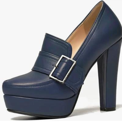 Green High Heels Platform Pumps Shoes Woman 2025 Spring Round Toe Buckle Black Brown Heeled Party Wedding Office Shoes Ladies