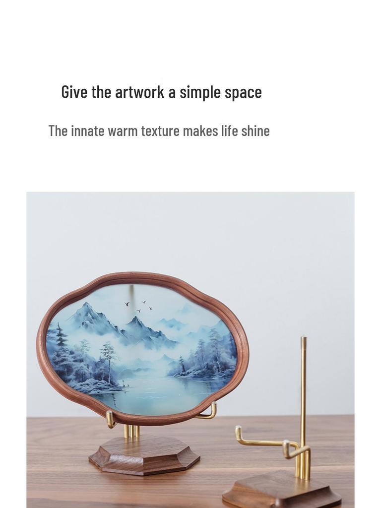 Solid Wood Plate Stand & Porcelain Holder Display Rack for Ornaments, Puer Tea Cakes