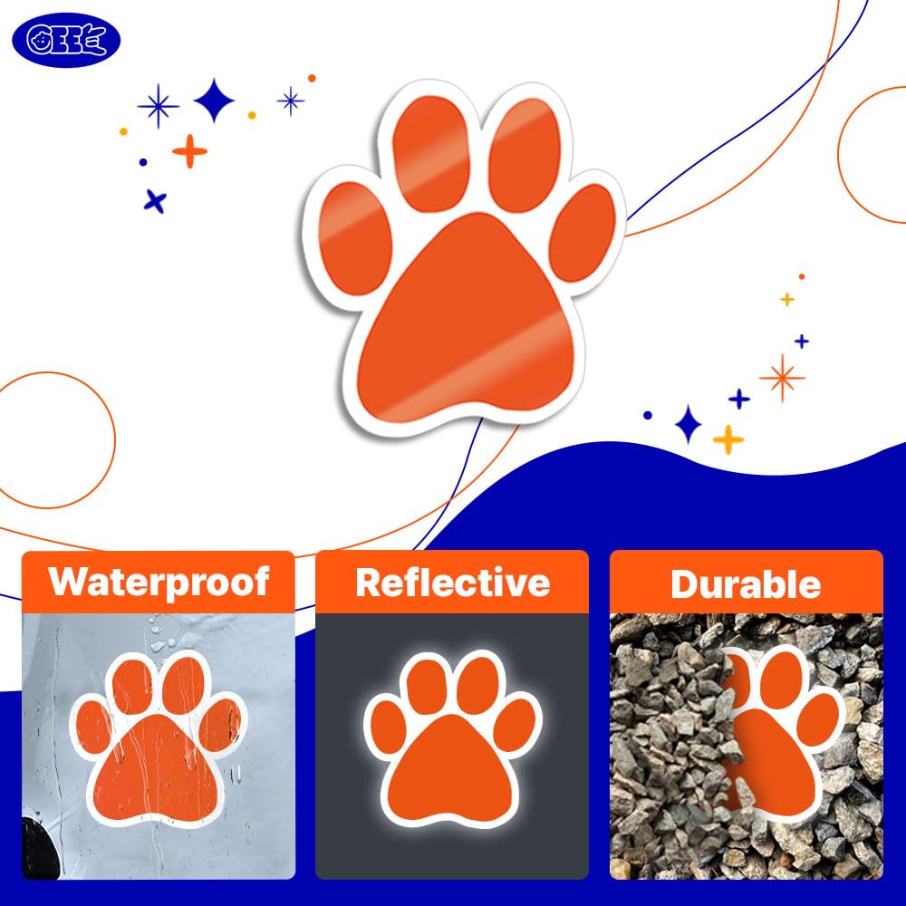 GEEKBEAR Paw Print Car Magnet - Colorful Reflective Weatherproof - Size: 12cm X 12cm (Gradient)