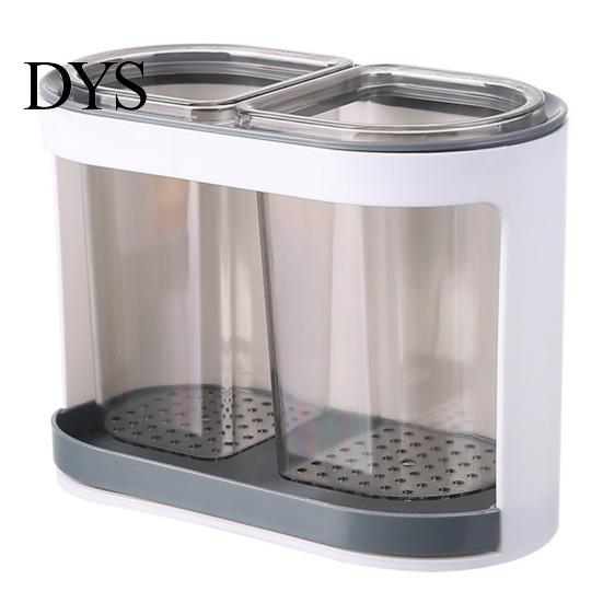 Utensil Organizer Holder Cutlery Drainer Two-compartments Transparent Wall Mounted Chopsticks Drainable Chopstick Cage Spoon Fork Drain Storage