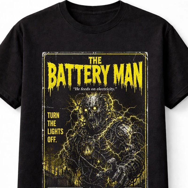 Battery Unisex VHS Horror Monster Retro Slasher Black Unisex TShirt S