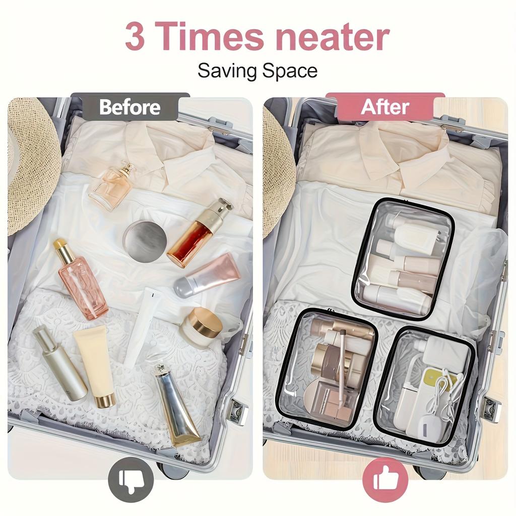Transparent Casual Handbag for Men & Women - Foldable Lightweight Travel Toiletry Organizer with Zipper Closure & Carry Handle