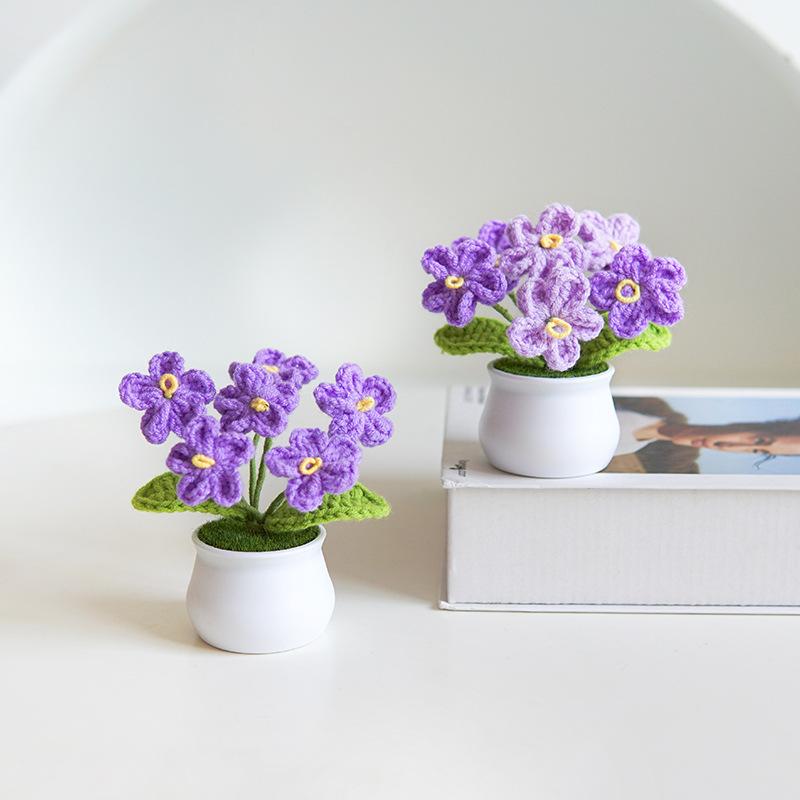 Handmade flowert simulated flower small potted plant home decoration ornament creative gift knitted flower