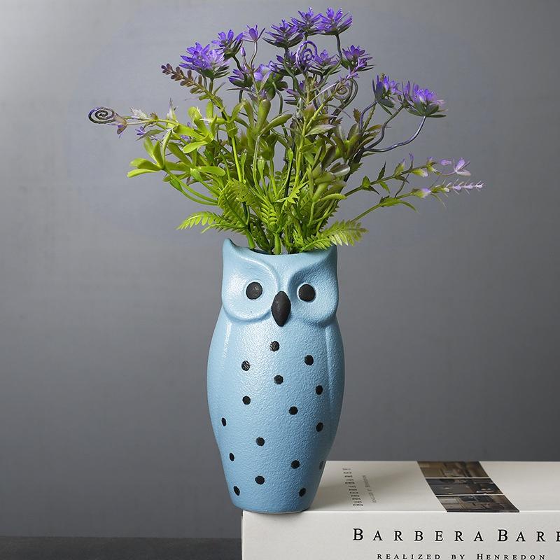 Vaso Gufo Creativo Vaso Idroponico in Ceramica Decorazione Fiori Secchi Composizione Floreale Decorazione per la Casa Ornamento Artistico da Tavolo