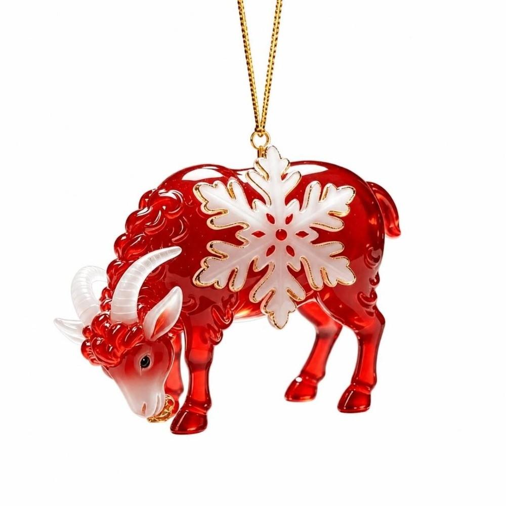 Acrylic Goat Pendant with Snowflake Goat Car Ornament Goat Hanging Ornament Christmas Tree Decor