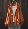 Large Size Blouses for Women Hoodies Japan Style Long Sleeve Solid Shirts Cotton Hooded Tops Cardigan Plus Size Women's Clothing