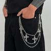 Herren Motorrad Schlüsselanhänger Jeans Biker Geldbörse Gürtel Kette Totenkopf Anhänger Kreuz Gothic Rock Hosen Taille Schlüssel Herren