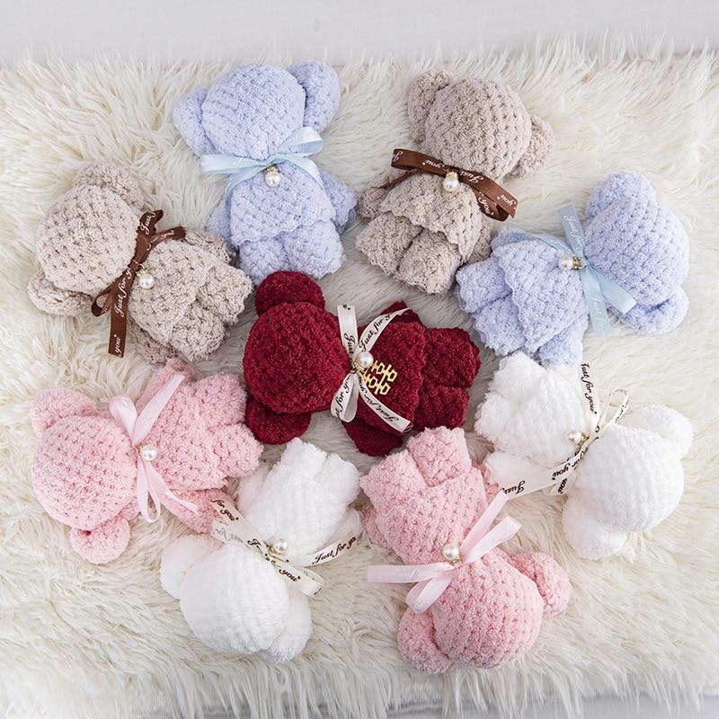 1 adet Karikatür Sevimli Mercan Kadife Ayı Havlu Kare Havlu Tatil Doğum Günü Düğün sevgililer Günü Hatıra Hediye Ev Lif