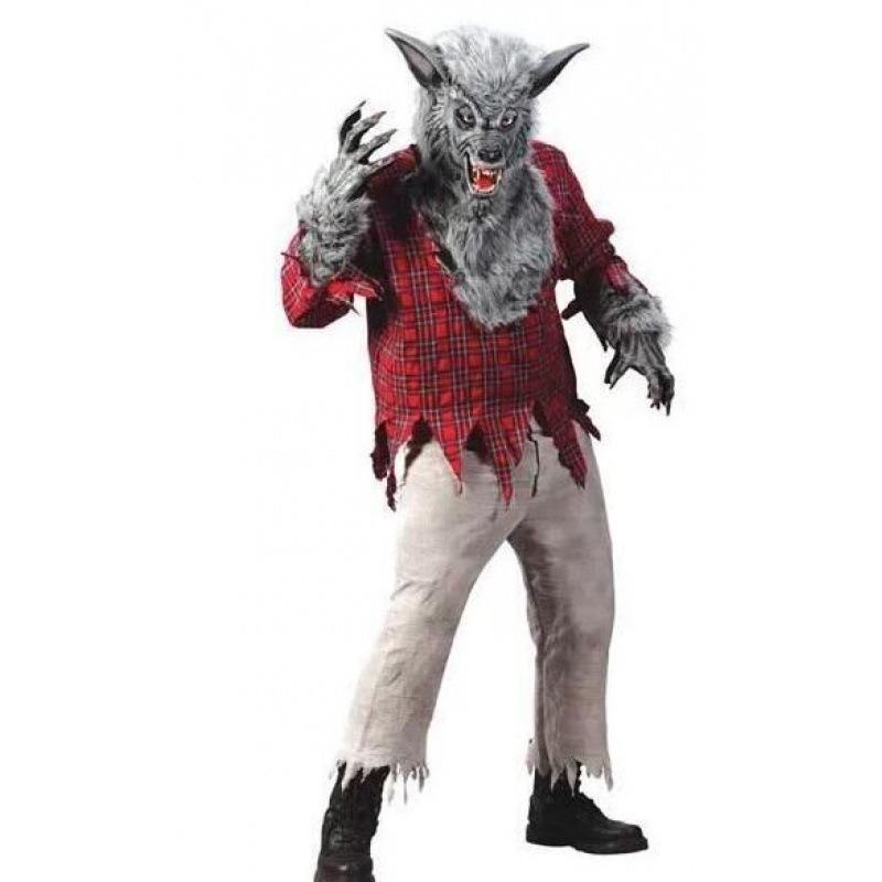 Halloween Adult Three-dimensional Rotten Meat Skeleton Ghost Costume, Scary Werewolf Costume, Death God Zombie Fire Monster Costume