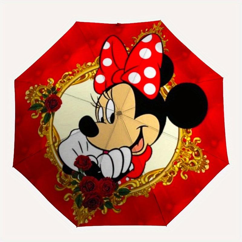 

1pc Minnie Mouse Automatic Umbrella, Portable Foldable 8-Rib Manual Open with Skeleton Hand, Durable Canopy yy250730136