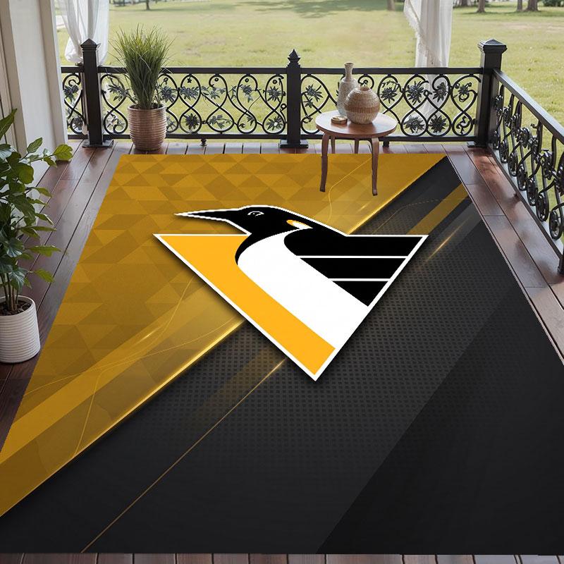 Soft Floor Carpet Pittsburgh Penguins Pattern Area Rug Decorative Mat For Home Room Decoration