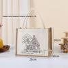 Hand-Painted Graffiti Canvas Tote Bag - Yellow Linen Logo Pattern