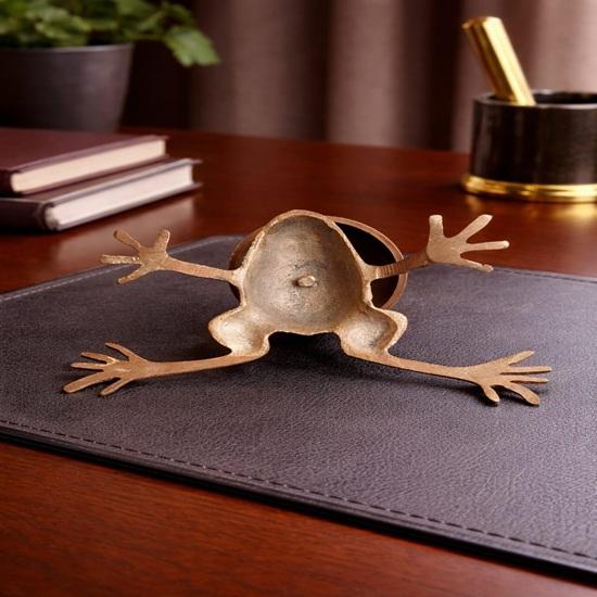Brass Frog Desk Bell Hotel Service Call Bell Collectible Decor