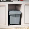 Pull Out Bin, Kitchen Under Sink Bin with 2 Removable Compartments, Smooth Glide, Grey