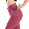 High Waist Peach Lift Yoga Leggings with Pocket & Jacquard Design