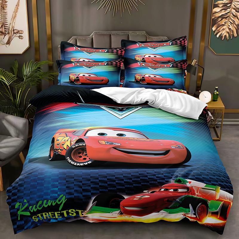 3D Digital Printing Car Story Three-Piece Cartoon Animation Bedding Kit