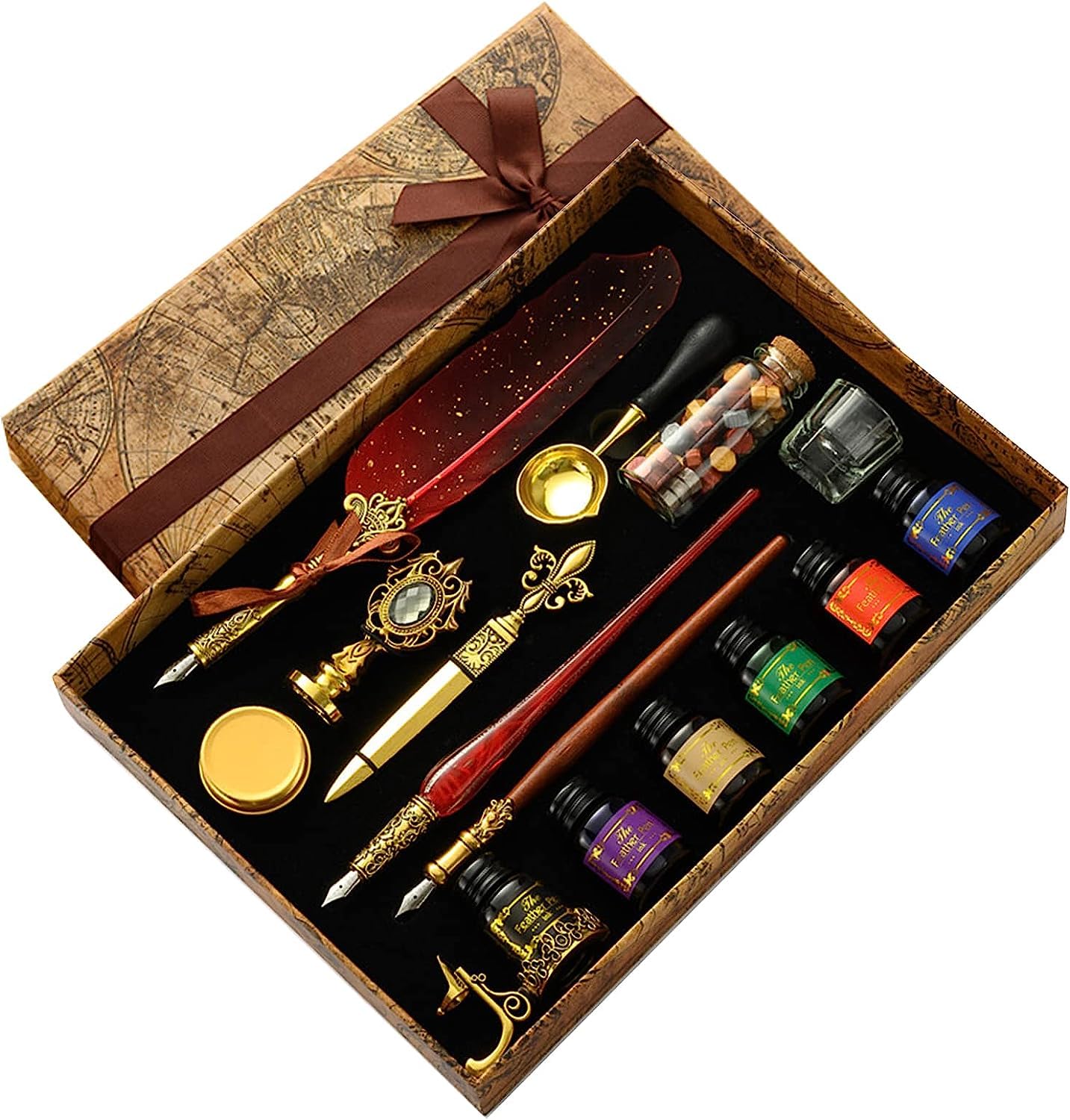 

TOMMYFIELD Quill Pen Set with Dip Antique Perfect for Ink Sold Red Pen, Design, Weddings, Separately,