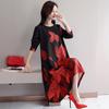 Fashion Casual Women Long sleeve Long Dress  Printed Loose Dress