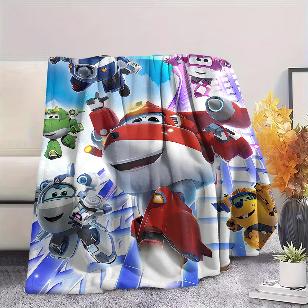1 ks Flísová deka s potiskem Super Wings, Vysoce kvalitní, Pohodlná pro všechna roční období, Domácí dekorace, Teplo a pohodlí, Perfektní jako vánoční dárky
