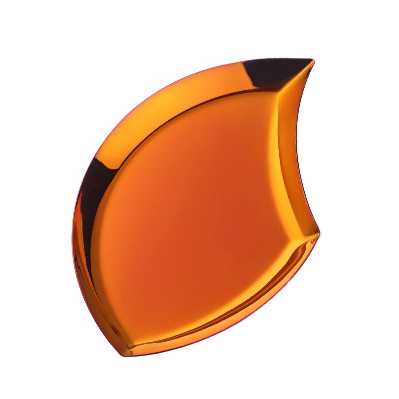 Creative metal jewelry ring plate, stainless steel, leaf shaped, fruit, dried fruit, storage plate, afternoon tea plate