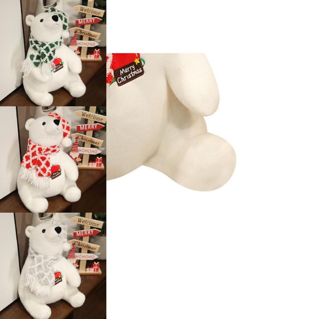 Adorable White Plush Polar Bear Toy With Cute Scarf Perfect For Kids Birthday Gifts And Decorations