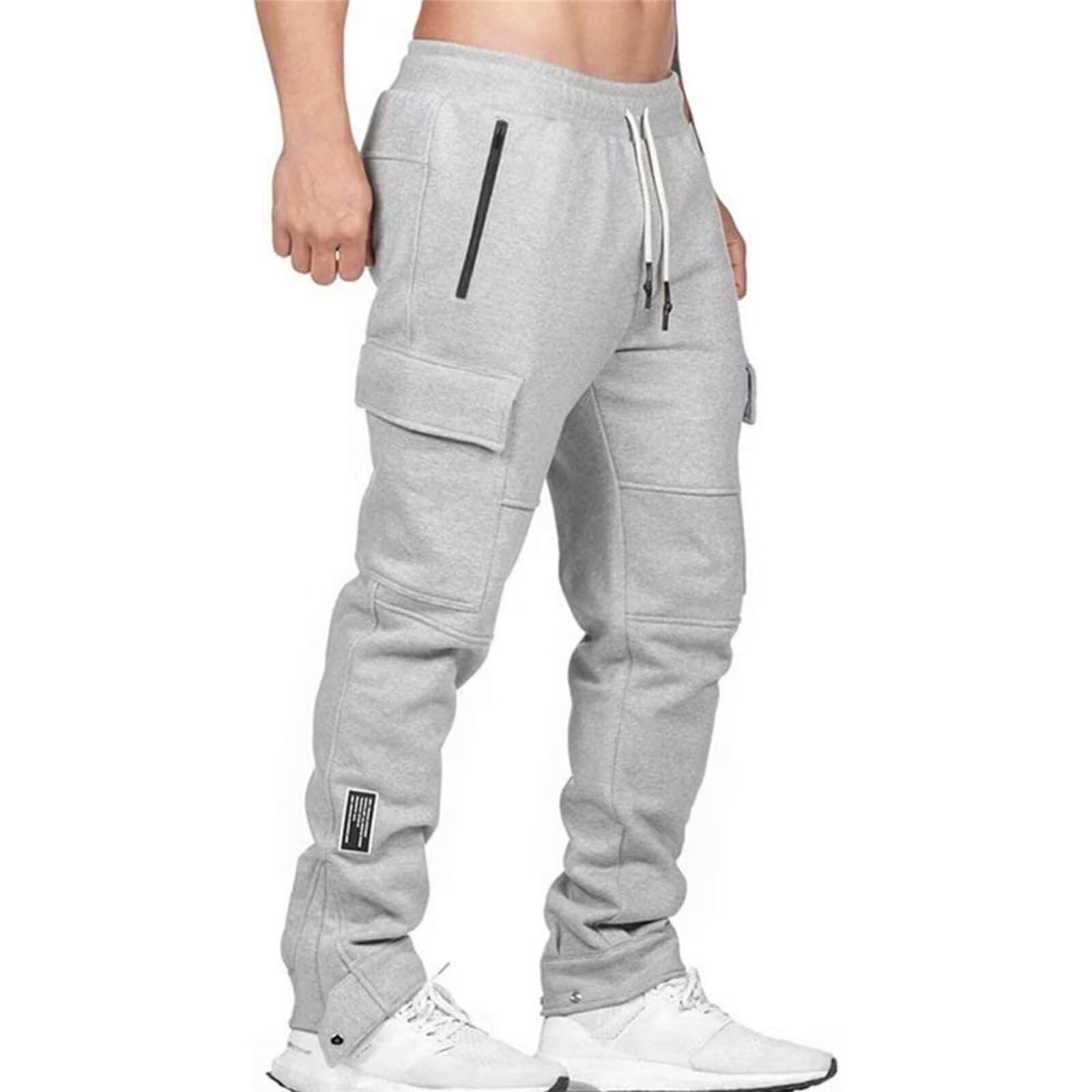 

Mechieng Men s Jogger Pants, Workout Pants with Multiple Pockets, Slim Fit, Gym Wear, Sweatpants, Gray, Size L