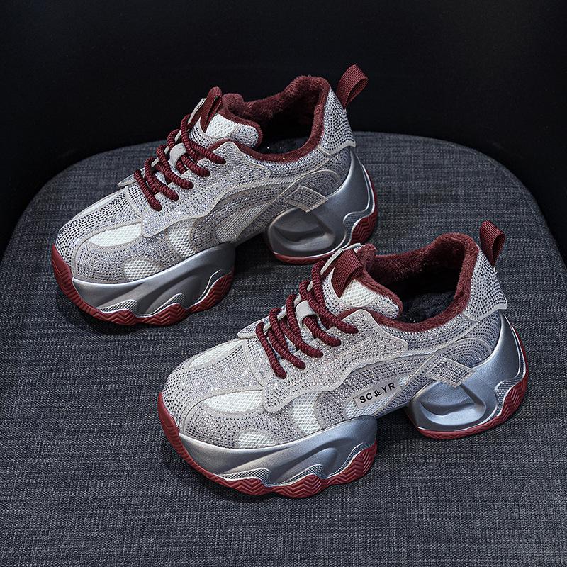 Gypsy Rhinestone Dad Shoes Women's New Thick Sole Inner Height Increase Casual Fashion Versatile Temperament Dad Shoes Women's Shoes