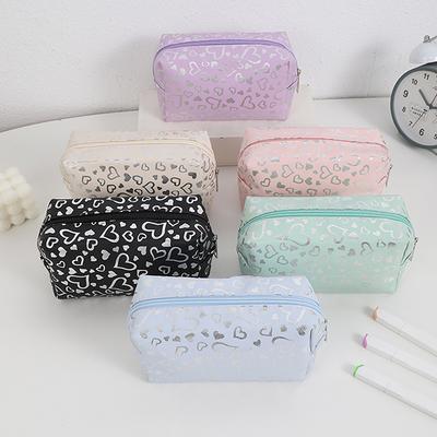 1Pieces Multi-functional PU Leather Makeup Bag Portable Large Capacity Washbag Heart Pattern Mountaineering Bag Christmas Gifts