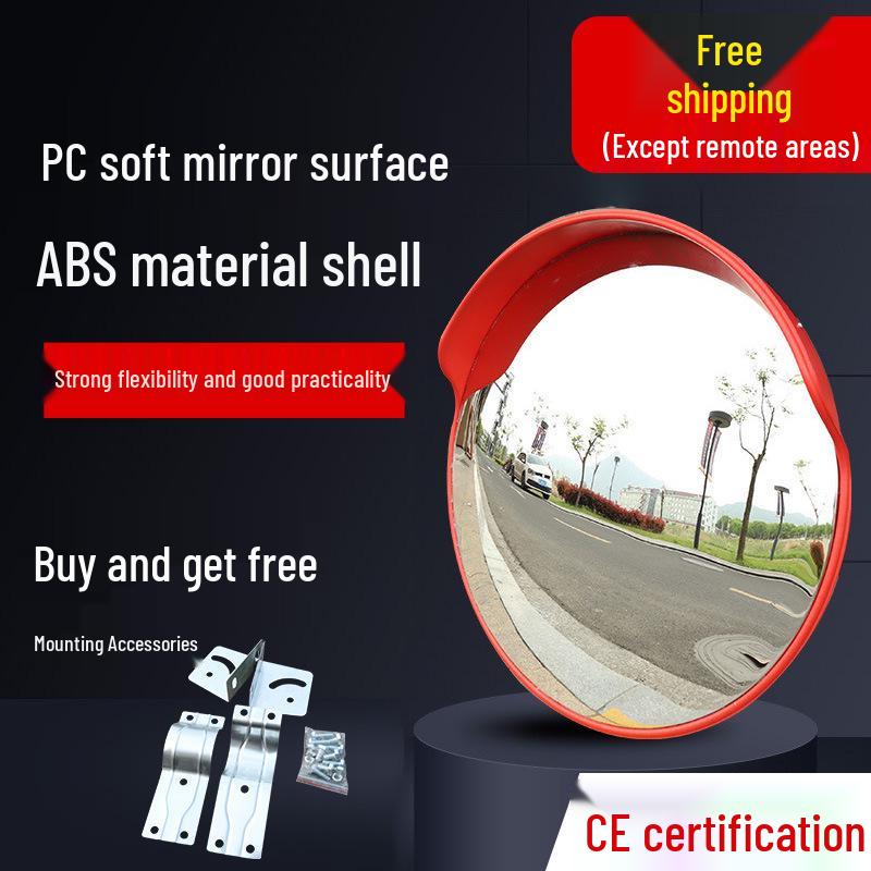 Wide-Angle Road Corner Traffic Mirror - Large Round Convex Reflective Mirror for Intersections