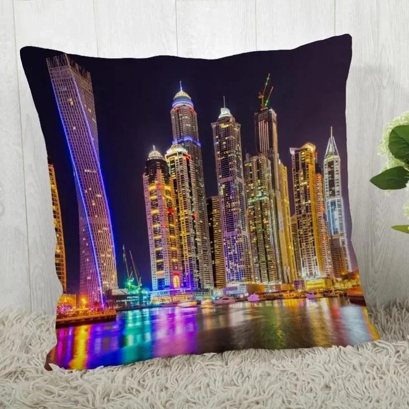 Luxury Home Decor Pillow Cover Living Room Sofa Cushion Cover City Night Scene Light Pattern Cushion Cover