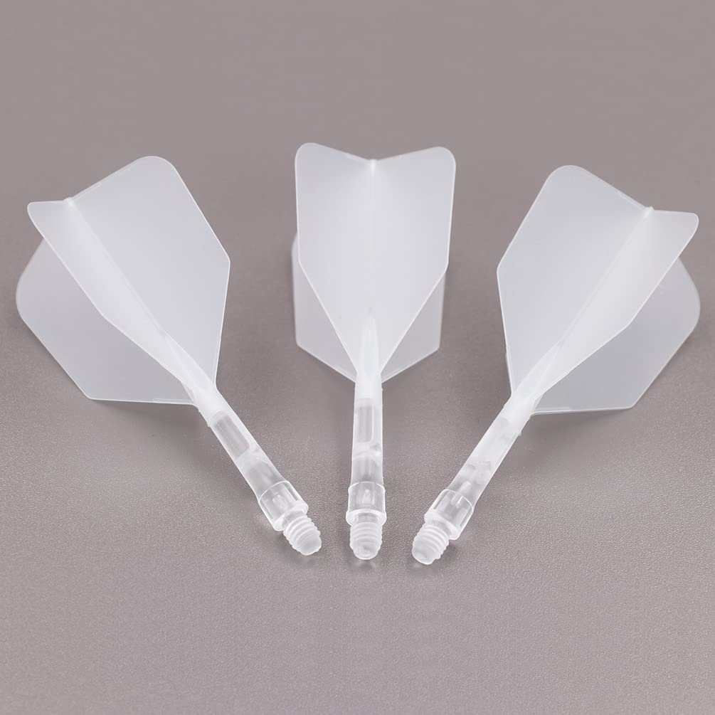 CUESOUL ROST T19 Integrated Flights, Big Wing Shape, Two-Tone Color, Clear Flights + Clear Shafts, Small Size, Set of 3 (CS-AK579-7S)