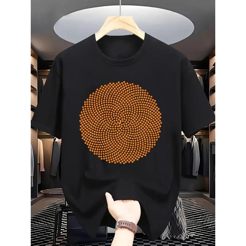 European Size Men's Summer Short Sleeve T-Shirt with Letter''Print Suitable for Casual Casual Attire - Round Neck Breathable Fabric, Machine Washable