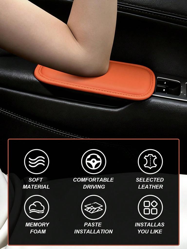 Car Elbow & Leg Support Pad, Soft Nappa Leather Cushion, Universal Fit
