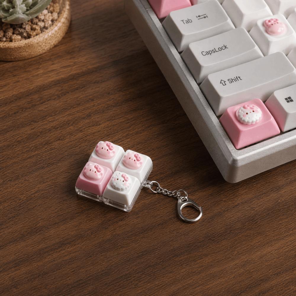 Mini Size Mechanical Keycap Fidget Toy Kawaii Cat Shape Fidget Button Toy Bag Charm