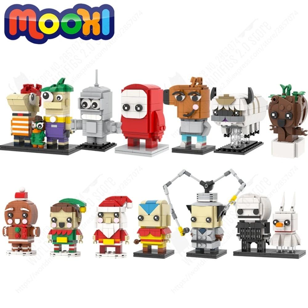 MOOXI Cartoon Anime Charakter Ziegelkopf Modelle MOC Steine DIY Zusammengebaute Bausteine Lernspielzeug Kinder Erwachsene Geschenke