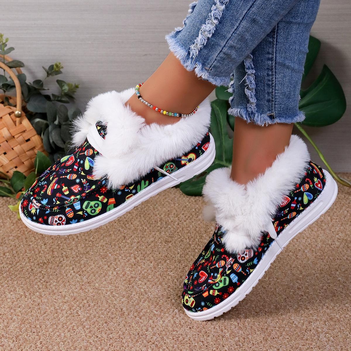 

Модные женские ботинки с рождественскими цветными элементами, нескользящие утолщенные кроссовки, удобные низкие теплые спортивные туфли, рождественские подарки 43