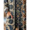 Large size women's pocket long-sleeved T-shirt, ethnic print versatile top, excluding accessories