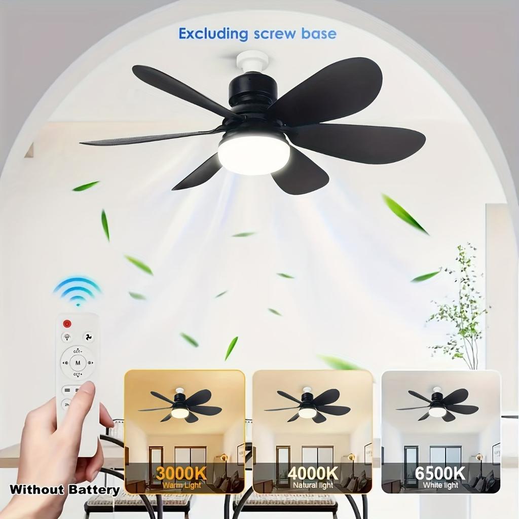 Intelligent Ceiling Fan with Light, Remote Control, Adjustable LED, 6 Blades, Ceiling Fan Installation, Hard Wired, 85V-265V Voltage, Lighting