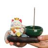 Creative Lucky Cat Incense Holder and Burner Plate for Indoor Decoration