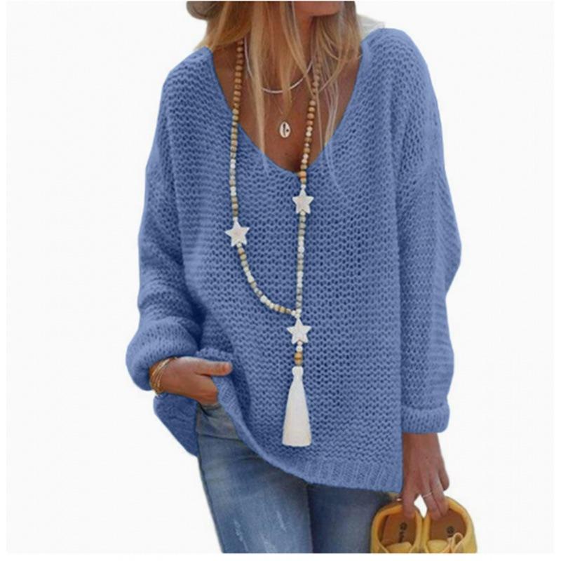 JPNTKY Women's Fashion Casual Solid Color Print Long Sleeve V Neck Blouses & Shirts